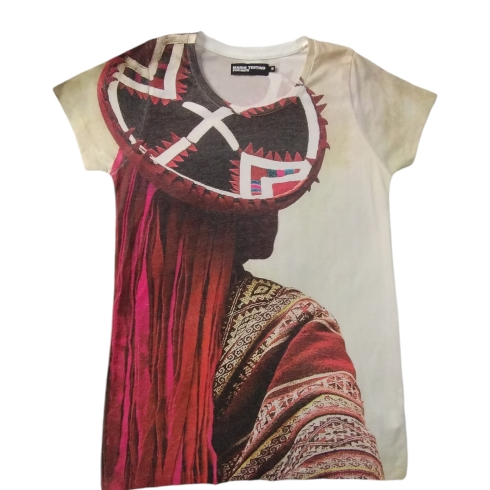 Mario Testino For Mate Women's Designer Art Wear Arsty Festival Colorful M Tee